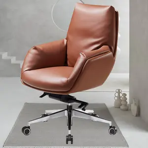 Chaise de bureau de luxe pivotante en cuir, fauteuil à dossier haut confortable