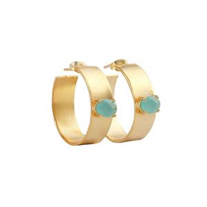 Juego de Aretes de Aro Ovalados con Piedras de Opalita Estilo Clásico, Chapados en Oro sobre Latón, Joyería para Mujer, para Fiestas de Aniversario - Product Image 3