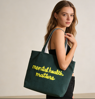 Bolso Tote Minimalista de Pana, Tejido Premium, Servicio ODM, Etiqueta Tejida, Bordado, Fabricante para Campañas de Promoción de Marca