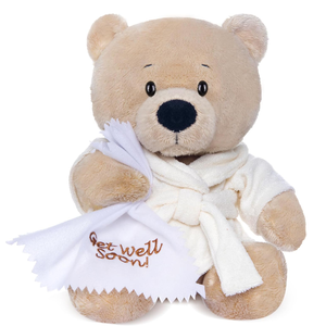 Ours en tissu habillé d'un <span class=keywords><strong>peignoir</strong></span> avec serviette apaisante peluche douce cadeaux de coucher pour filles garçons 9 pouces mignon ours en peluche jouet - Product Image 1