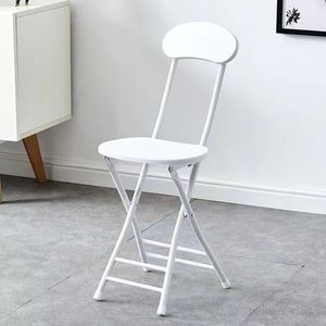 Folding Chair Portable Outdoor Simple Backrest Training Chair Home Student Dorm Minimalist Round Stool Metal <b>Frame</b> - Product Image 2