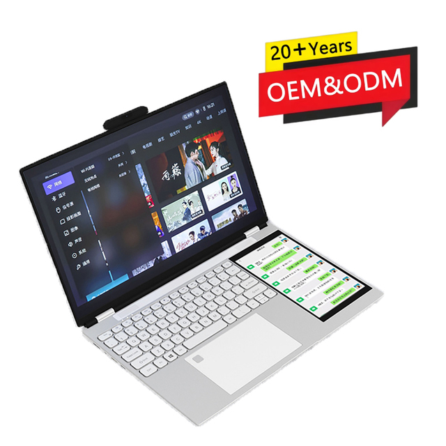 Powertimes Factory New Dual Screen 15.6 Inch + 7 Inch Touch Screen LCD IPS Business Drawing Laptop Intel N5095 DDR4 1920x1200