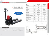 Transpalette électrique robuste EVERLIFT HELI ELEP-20L, 2 tonnes, alimenté au lithium, transpalette à conducteur marchant, chariot élévateur