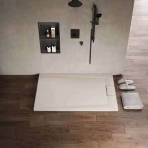 Base de <span class=keywords><strong>Ducha</strong></span> de Mármol Cultivado con Drenaje Lateral, Certificación CE RoHS, Borde Antideslizante, Diseño Moderno, Color Blanco para Baño - Product Image 1