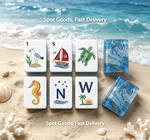Jeu de Mahjong Personnalisé de Luxe Moderne Thème Océan Américain, Tuiles en Acrylique Faites à la Main Motif Sirène et Créatures Marines, Durable et Portable - Product Image 6