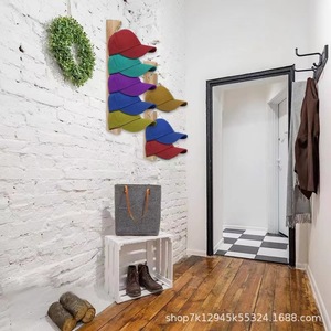 Wooden Hat <b>Hook</b> Wall Mounted Baseball Cap Storage Rack Solid <b>Wood</b> Multi Layer Duckbill Cap Display Rack For Behind Doors On - Product Image 4