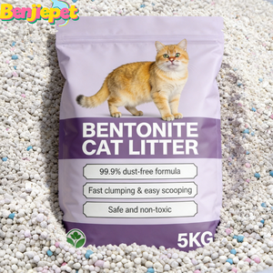 BENJIE工厂批发价5公斤灰色球形0.5-4毫米防臭无尘快速结团高吸附猫砂 - Product Image 1