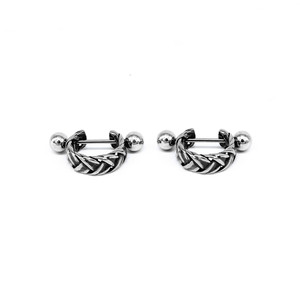 yunnique <b>Cuff</b> <b>Earrings</b> Titanium Steel Geometric Hoop Ear Clips No Piercing Required Fashion Jewelry Pair Pack - Product Image 5