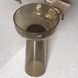 Chine production <span class=keywords><strong>en</strong></span> usine Nouveau Design Transparent Bleu 100% Pur Acrylique Pierre Artificielle Lavabo - Product Image 1