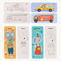 Jeu de cartes éducatives Montessori en bois à emboîter, thèmes Animaux, Fruits, Légumes, Transport, Océan, avec boîte, jouet d'apprentissage cognitif