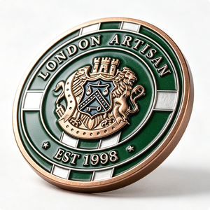 Épinglette de défi personnalisée avec blason de lion héraldique, en alliage de zinc, gaufrée en 3D, imitation émaillée, cadeau souvenir - Product Image 1