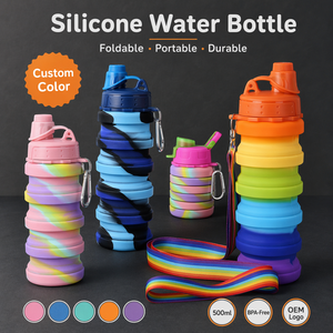 Bouteille d'eau en silicone pliable portable sans BPA de 500 ml pour le sport, la gym, les voyages, les enfants, avec logo personnalisé pour l'école des enfants - Product Image 6