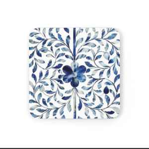 Posavasos de nogal con incrustaciones de hueso clásico elegante diseño Floral azul blanco ecológico conjunto decorativo Premium más vendido atractivo - Product Image 2
