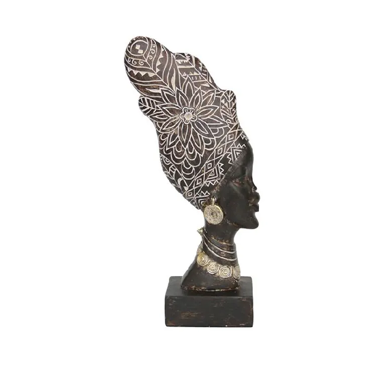 Fabbrica diretta decorazione del giardino di casa regalo artigianale in resina testa nera africana decorazione commemorativa statua decorazione da tavolo