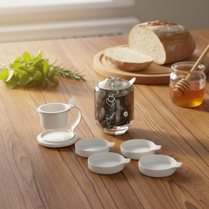 Vente en gros d'ustensiles de cuisine pour la maison, bougie personnalisée, <span class=keywords><strong>fromage</strong></span>, pot de fusion en céramique blanche, service à fondue au chocolat en porcelaine avec fourchettes - Product Image 3