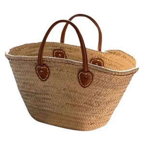 Borsa da Donna Grande con Cinghie in Tessuto PP di Paglia, Borsa da Viaggio Femminile, Borse da Pesca Intrecciate a Nuvola Quadri - Product Image 1