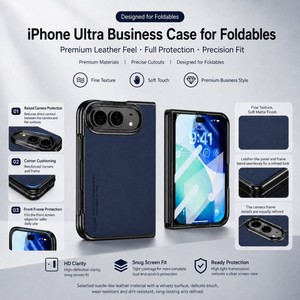 เคสโทรศัพท์มือถือหนัง PU คุณภาพสูงสำหรับ iPhone 18 ultra แบบเคลือบเงาพับได้ ป้องกันการกระแทก พร้อมฟิล์มกันรอย - Product Image 2