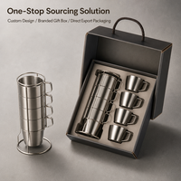 Lot de 4 tasses à café empilables en acier inoxydable de 300 ml (10 oz) à double paroi avec support métallique – Vente en gros directe usine