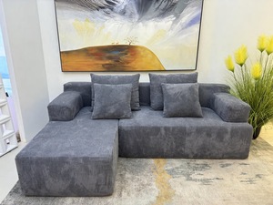 Sofá Seccional Modular en Forma de <span class=keywords><strong>U</strong></span> de 133 Pulgadas, Sin Brazos, Tapizado en Corduroy, con Otomana Móvil, 7 Cojines, Asiento Profundo, Estilo Moderno - Product Image 3