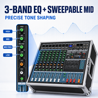 Table de mixage amplifiée 8 canaux EP-8ant 600W avec amplificateur de puissance 600W x2, étui de transport, égaliseur 6 bandes, 24 DSP, USB, Bluetooth, alimentation fantôme 48V pour scène live et église