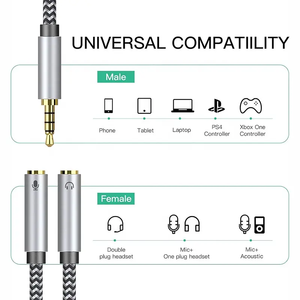 <span class=keywords><strong>1</strong></span> nam đến 2 nữ 3.5mm Aux Jack Stereo âm thanh mic <span class=keywords><strong>microphone</strong></span> tai nghe Tai nghe y Splitter Cáp <span class=keywords><strong>Adapter</strong></span> - Product Image 6