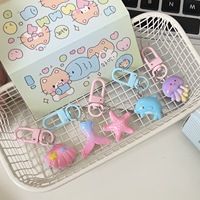 Ensemble de porte-clés en résine sur le thème des animaux marins mignons, breloques pour sacs Kawaii : Dauphin, Méduse, Coquillage, Étoile de mer, Queue de sirène pour filles