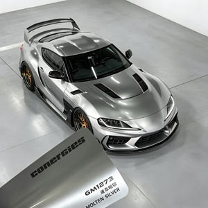 Vinilo PET Brillante para Envoltura de Autos, Color Plata Oscuro Líquido Premium Removible, seguro para la pintura y homologado para circular por la calle para la matriculación de vehículos - Product Image 3