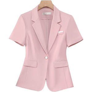 Women's Short Sleeve Suit Set Pink Lightweight Breathable Office Lady Workwear Commuting Professional Elegant Style - Product Image 5