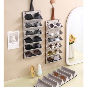 Portable Travel Folding Eyewear Case 2-6 Pair Leather <b>Sunglasses</b> Glasses Multi-Slot Hanging Display Storage Box Organizer - Product Image 4