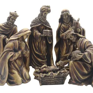2020 decoración del hogar personalizado occidental resina de navidad natividad conjunto religioso figuras y estatuas