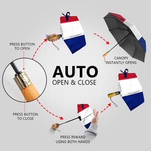 Custom Logo Ladies Gift Fashionable Printed Iron <b>Frame</b> Foldable Umbrella Wooden Handle Promotional Auto Close Manual Control - Product Image 5