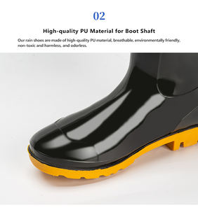 أحذية مطر سوداء مقاومة للانزلاق والزيوت والأحماض، مصنوعة من البولي فينيل كلوريد اللامع، مع مقدمة مركبة وشعار مخصص، مقاومة للماء وقابلة للتنفس ومتينة - Product Image 5