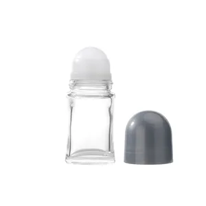Custom Logo Groothandel 50Ml Cilinder Parfum Roller Fles Deodorant Etherische Olie Roll Op Glazen Fles Met Op Maat