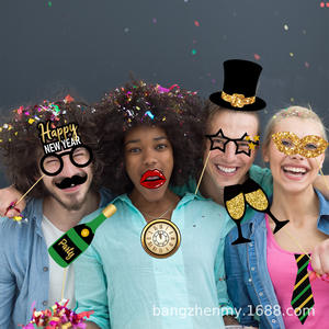 Accessoires <span class=keywords><strong>de</strong></span> photomaton à main sur le thème du Nouvel An 2026, noir et or, fournitures <span class=keywords><strong>de</strong></span> fête, célébration, papier, utilisation en intérieur - Product Image 6