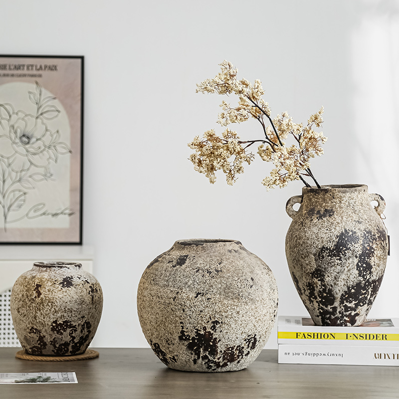 White Gray Terracotta vase