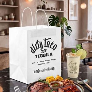 Sac en papier kraft blanc personnalisé, écologique et recyclable, pour tacos et steaks, idéal pour l'emballage alimentaire à emporter (vente en gros) - Product Image 4