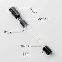 Eric Bouteille à bille de pulvérisation à double tête transparente de haute qualité Bouteille cosmétique échantillon de parfum en verre de 10ml Bouteille vide sous-emballée