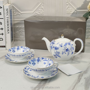 European Style Light Luxury Retro Blue and <strong>White</strong> Teapot Coffee Cup <strong>Set</strong> Home Office Gift <strong>Tea</strong> <strong>Set</strong> - Product Image 2