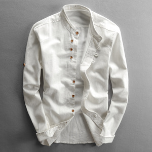 Camicia da <span class=keywords><strong>uomo</strong></span> <span class=keywords><strong>in</strong></span> cotone e <span class=keywords><strong>lino</strong></span> stile retrò stile cinese stile retrò collo a manica lunga camicie Casual <span class=keywords><strong>abbigliamento</strong></span> Comfort 7XL - Product Image 1