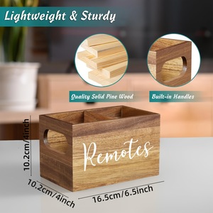 Caja de Almacenamiento para Control Remoto de Madera, Organizador Compartimentado Cuadrado, Color Madera Natural, Organizador de Escritorio con Parte Superior Abierta - Product Image 3
