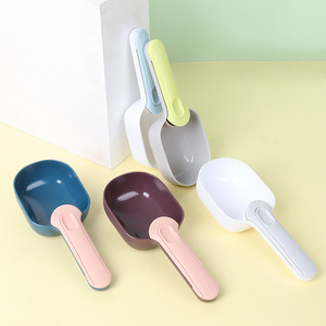 Cuillère d'alimentation pour animaux de compagnie 2-en-1 en plastique à contraste de couleurs, design profond et détachable, fournitures pour chiens et chats - Product Image 4