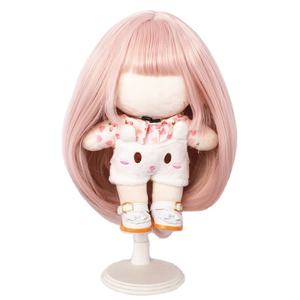 Perruque de poupée américaine 20cm résistante aux hautes températures Perruques de <span class=keywords><strong>cheveux</strong></span> de poupée <span class=keywords><strong>rose</strong></span> soyeuse et droite Accessoires de jouets - Product Image 1