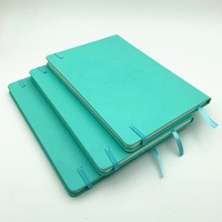 Carnet personnalisé de qualité supérieure A5 avec couverture en cuir PU turquoise, fermeture à élastique, journal promotionnel pour entreprises