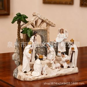 Juego de figuras de resina para la escena del Nacimiento de Navidad, decoración religiosa tradicional para sala de estar, uso en interiores. - Product Image 5