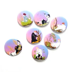 Wholesale Custom 58mm Round Shape Blank Tinplate Material Button Badge with Safety Pins
