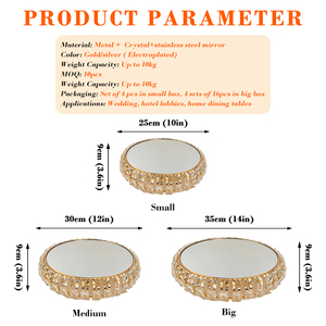 Décoration de mariage, grandes bases de 18 pouces pour gâteaux, support à dessert, ensemble de supports à gâteaux en cristal avec miroir - Product Image 4
