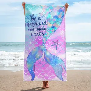 Serviette de plage en microfibre imprimée Eastsunshine Mermaid Serviette de plage personnalisée à séchage rapide sans sable