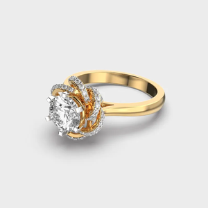 Anillo de Compromiso con Diamante Cultivado en Laboratorio de 1 Quilate, Corte Redondo, Oro de 14K, Anillo Solitario, Joyería Fina Nupcial, Elegante y de Lujo - Product Image 2
