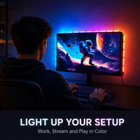 Bande lumineuse ambiante pour moniteur de jeu, synchronisation USB de l'écran, rétroéclairage RGBIC, barre LED pour PC Gamer, streamer, configuration de bureau, décoration de chambre