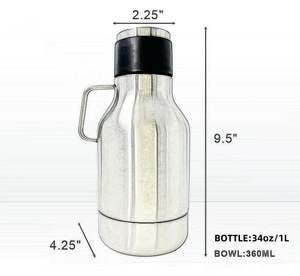 2 in 1 doppia parete in acciaio inox sottovuoto bottiglia d'acqua per animali domestici portatile rimovibile ciotola alimentatore per cani - Product Image 3
